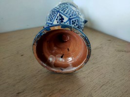 aardewerk vaas met oren blauw (5)